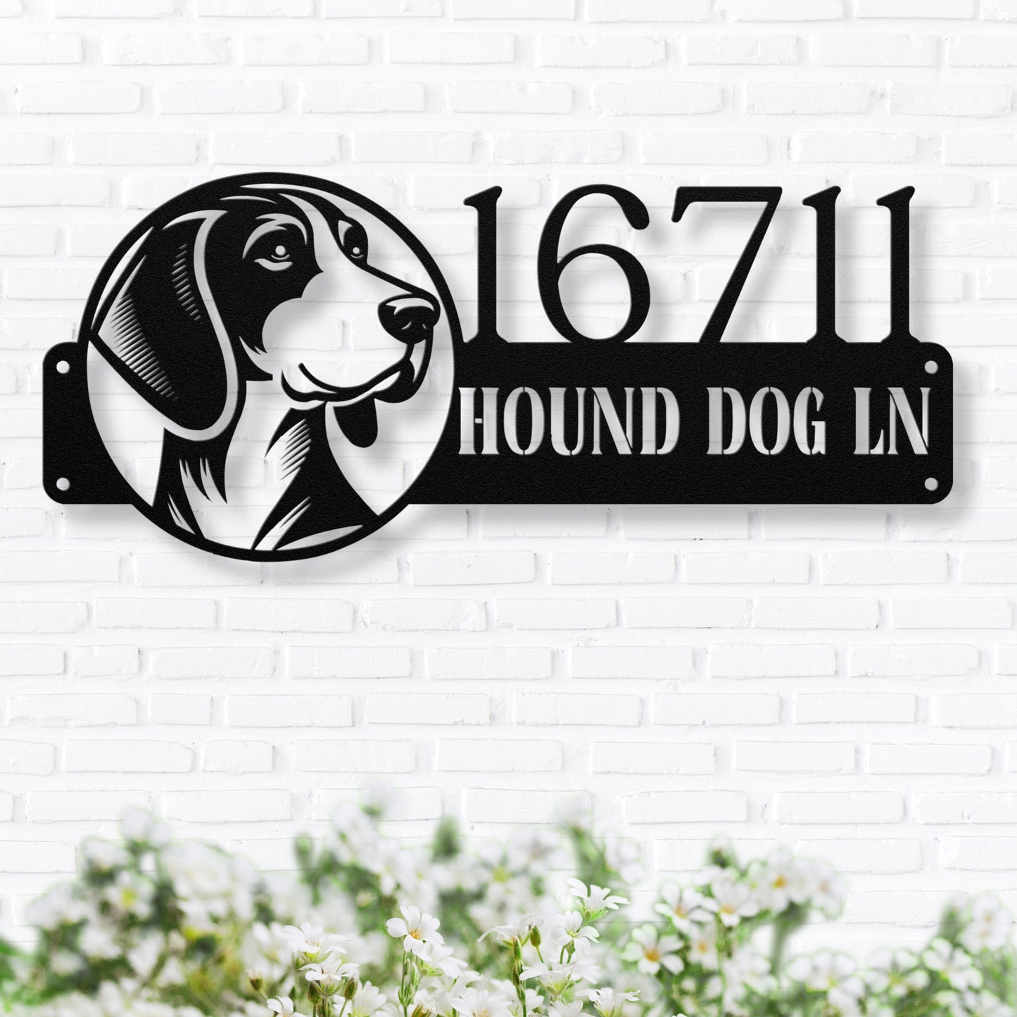 Various Hound Dog Breed Black address sign