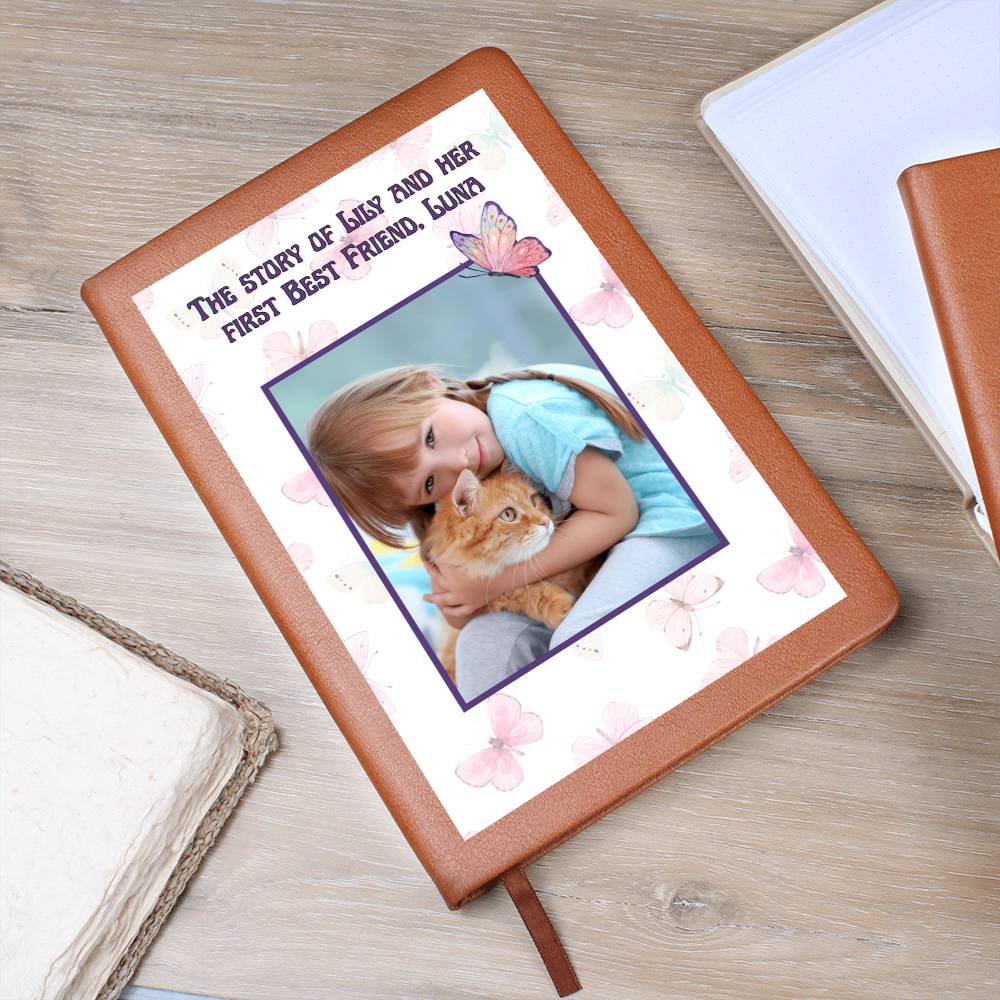 Personalized child and pet memory journal with butterfly background