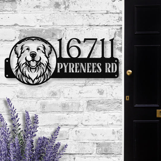Sweet faced Great Pyrenees Black address sign