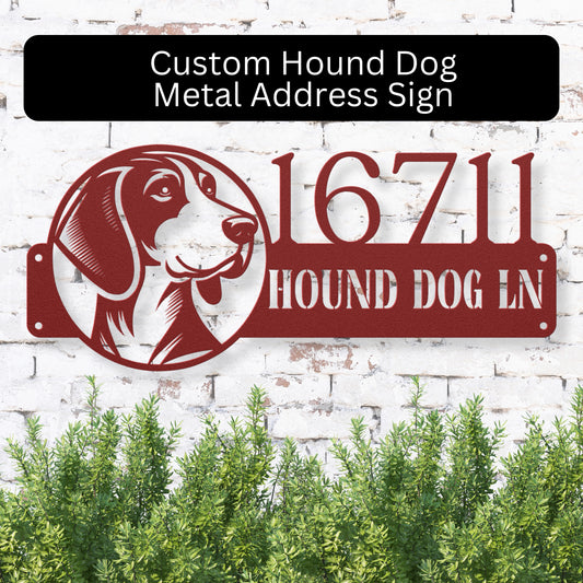 Various Hound Dog Breed Red address sign