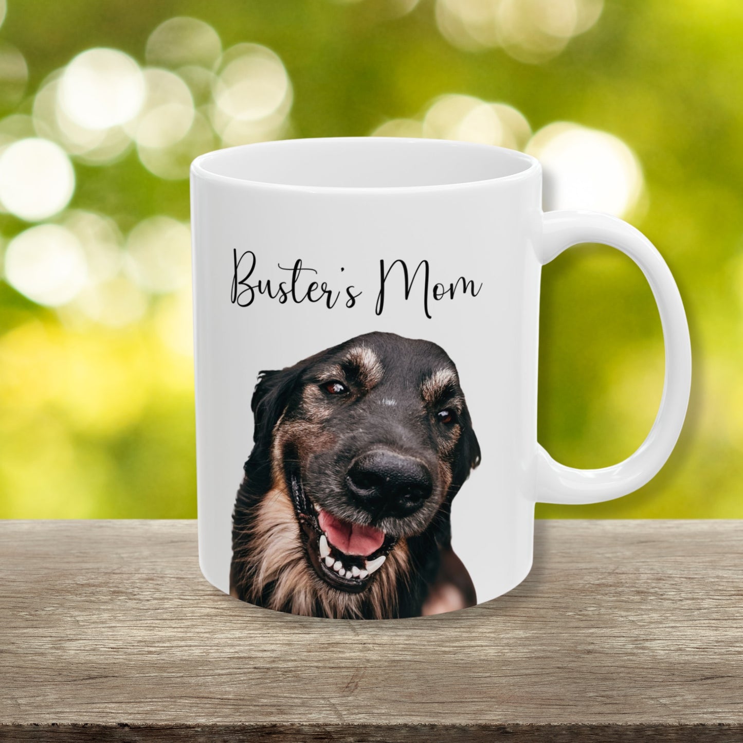 Dog lover coffee mug with uploaded pet picture, dishwasher safe keepsake