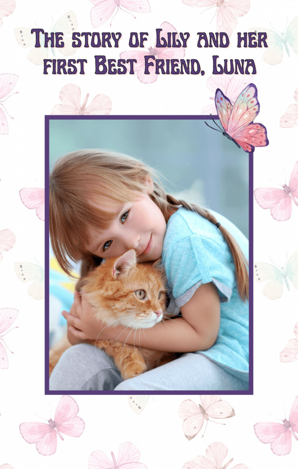 Personalized child and pet memory journal with butterfly background