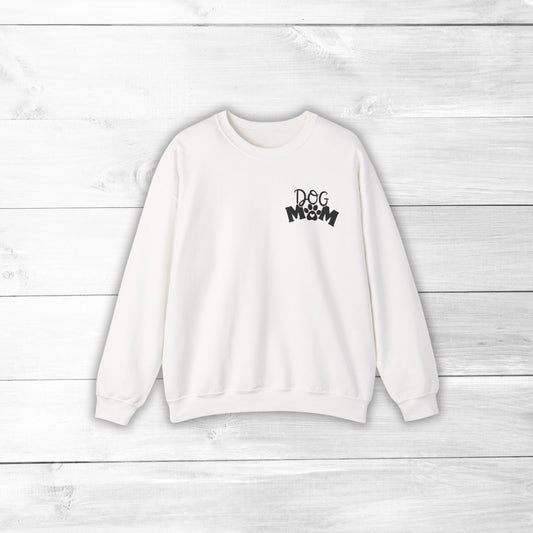 White personalized Texas Labrador Dog Mom sweatshirt front view with Dog Mom logo on chest.